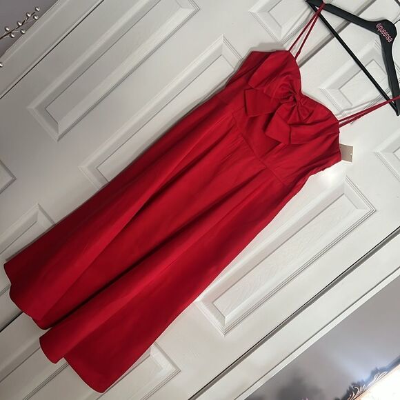 A New Day Bow Midi Red Dress size 16 - Picture 2 of 14